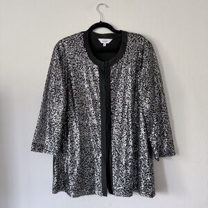 Exclusively Misook Sequin Knit Black Cardigan Jacket 2X